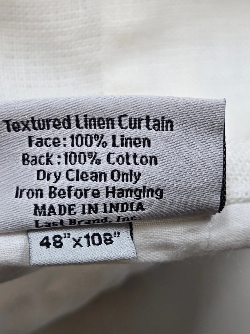 QUINCE Set Of 2 48x108 European Linen Curtains White 0230
